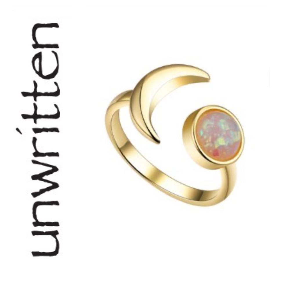 🌟 Unwritten Fire Opal Stone Moon Bypass Ring